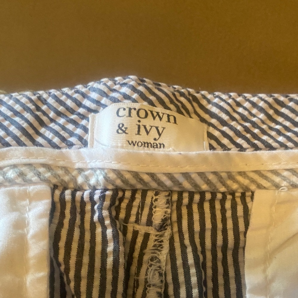 Crown & Ivy Navy and White Striped Top